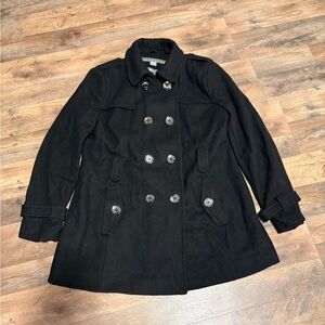 Kenneth Cole Black Double-Breasted Pea Coat